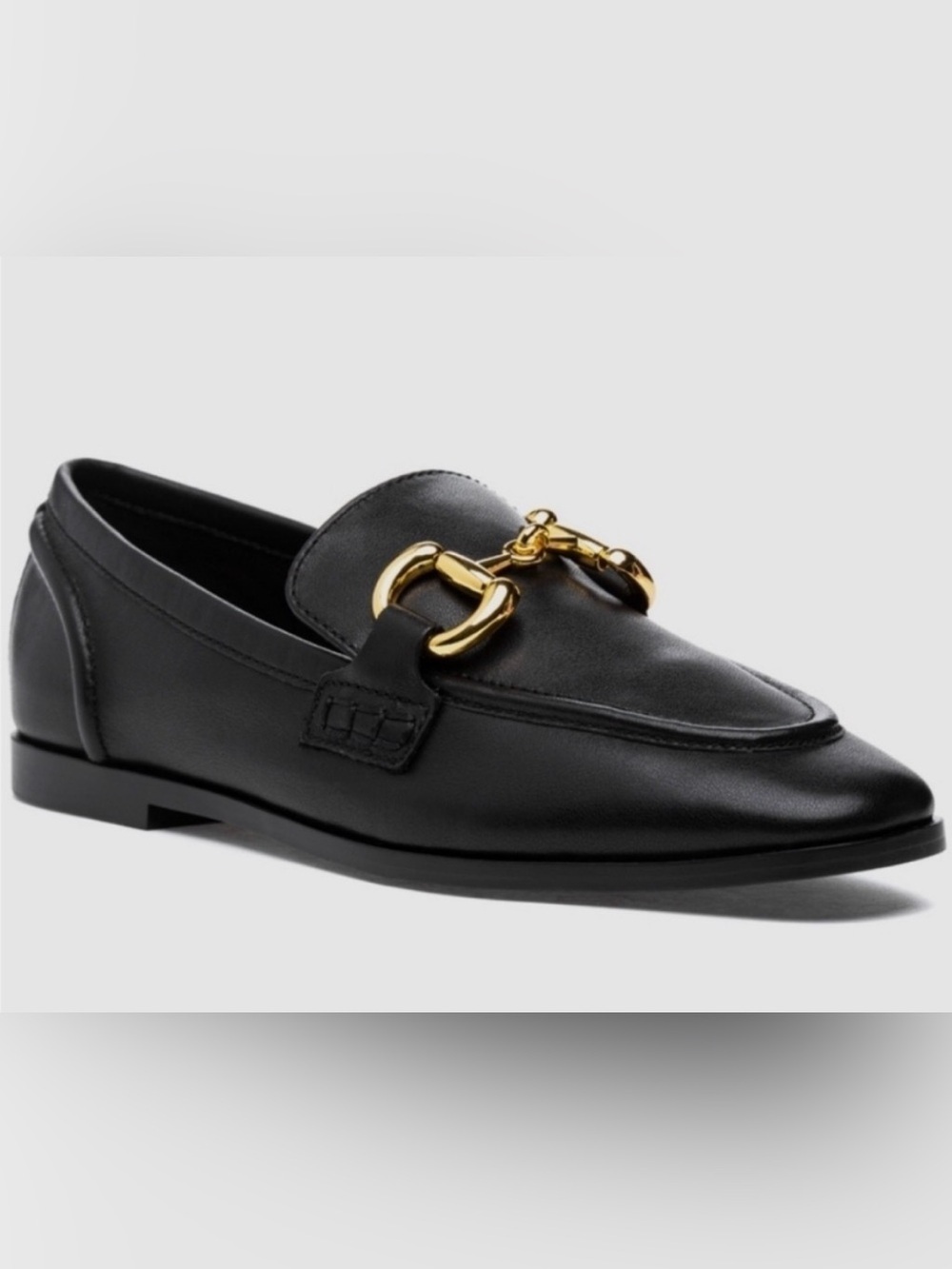 Jeffrey Campbell Velviteen Black Leather Loafer with Gold Horsebit Size 11